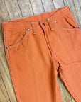 RARE 60s Wrangler Sanforized Blue Bell Made in Canada Creamsicle Coloured Twill Trousers with Pocket Rivets and Lightning Zipper Size 28" Bottoms Public Butter