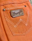 RARE 60s Wrangler Sanforized Blue Bell Made in Canada Creamsicle Coloured Twill Trousers with Pocket Rivets and Lightning Zipper Size 28" Bottoms Public Butter