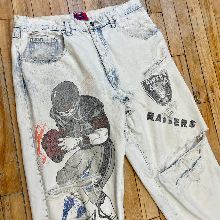 RARE 90s NFL Pro Player by Daniel Young Las Vegas Raiders Vintage Denim Jeans Size 36