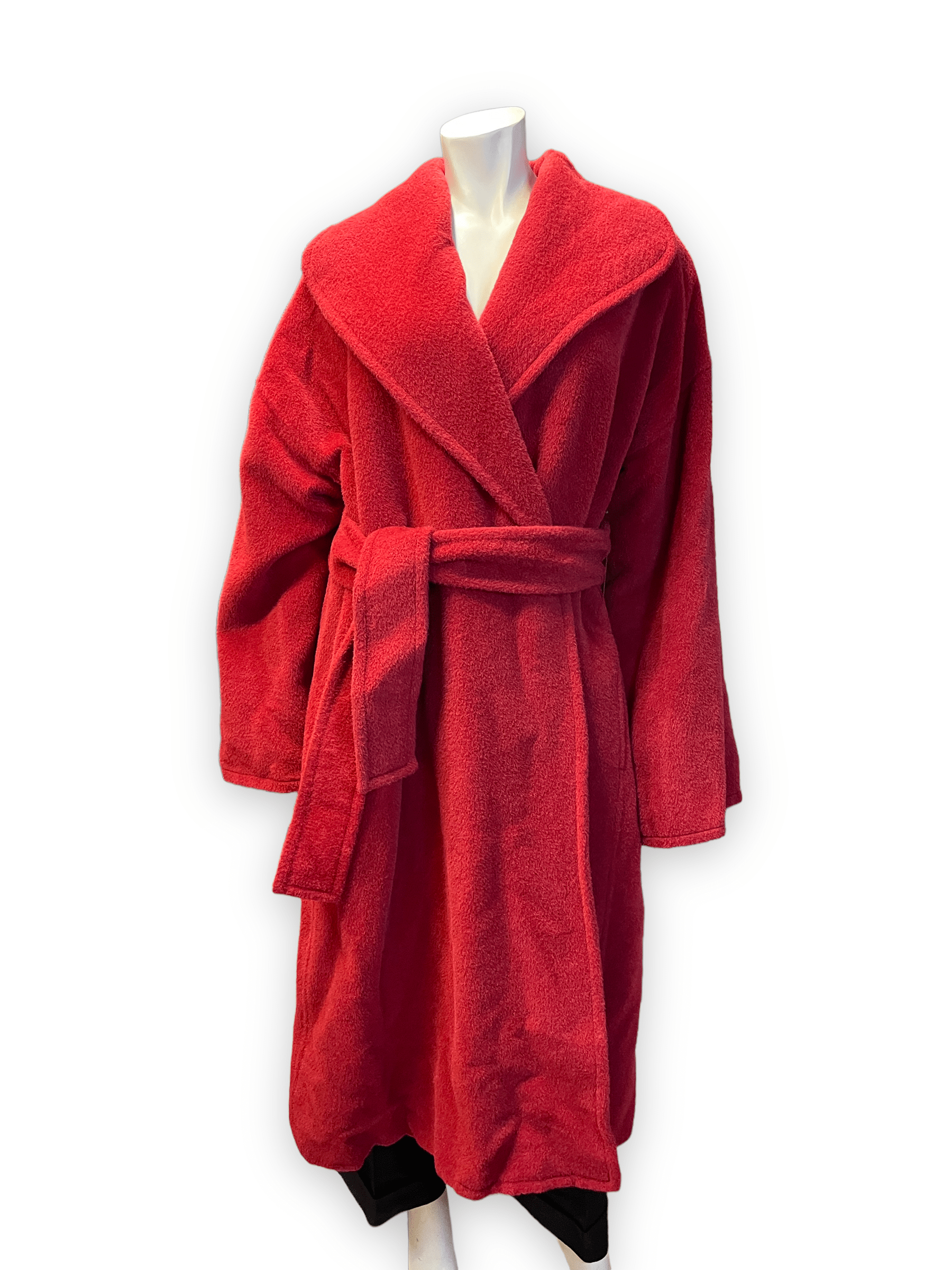 Sonia Rykiel Fluffy Red Alpaca Blend Robe Style Coat Made in France Size M Jackets & Coats Public Butter