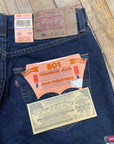 Vintage 1999 Deadstock Levi's Dark Wash 501s Made in Canada 30" Waist Bottoms Public Butter