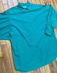 Vintage 90s Turquoise Cotton Blouse Size M Tops Black Market Toronto