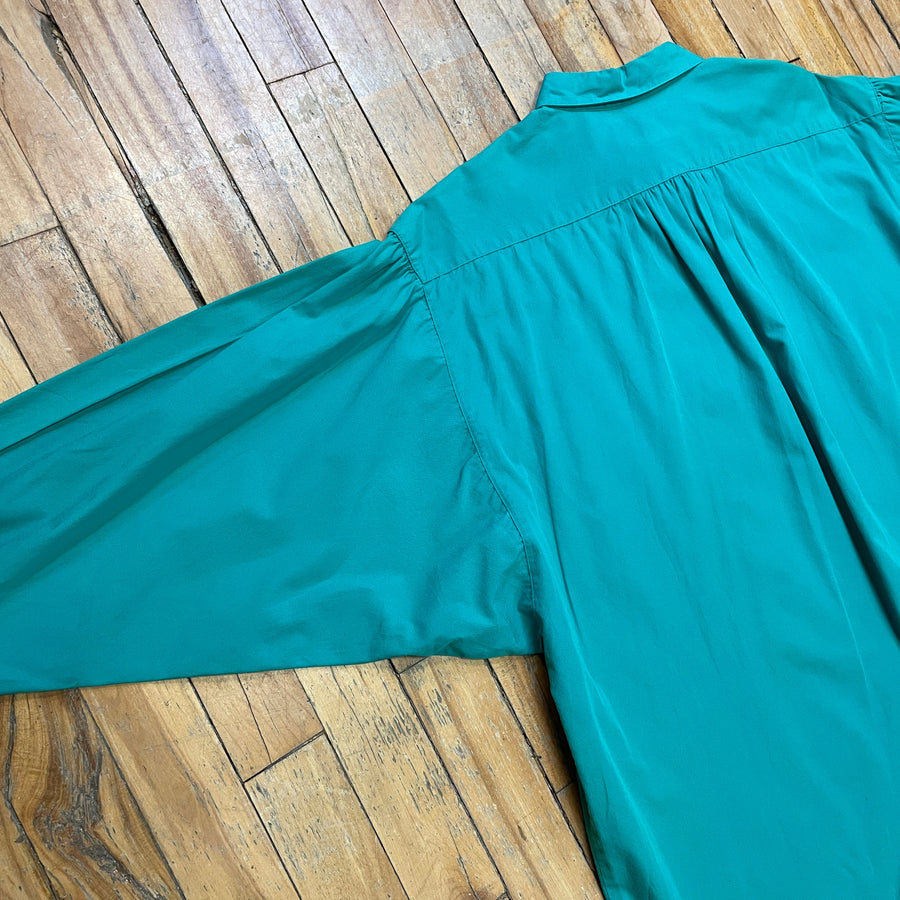 Vintage 90s Turquoise Cotton Blouse Size M Tops Black Market Toronto 
