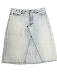 Vintage D&G Dolce & Gabbana Designer Made in Italy Light Wash Denim Rivet Skirt Size M Bottoms Public Butter