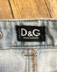 Vintage D&G Dolce & Gabbana Designer Made in Italy Light Wash Denim Rivet Skirt Size M Bottoms Public Butter
