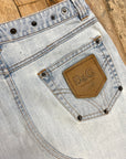 Vintage D&G Dolce & Gabbana Designer Made in Italy Light Wash Denim Rivet Skirt Size M Bottoms Public Butter