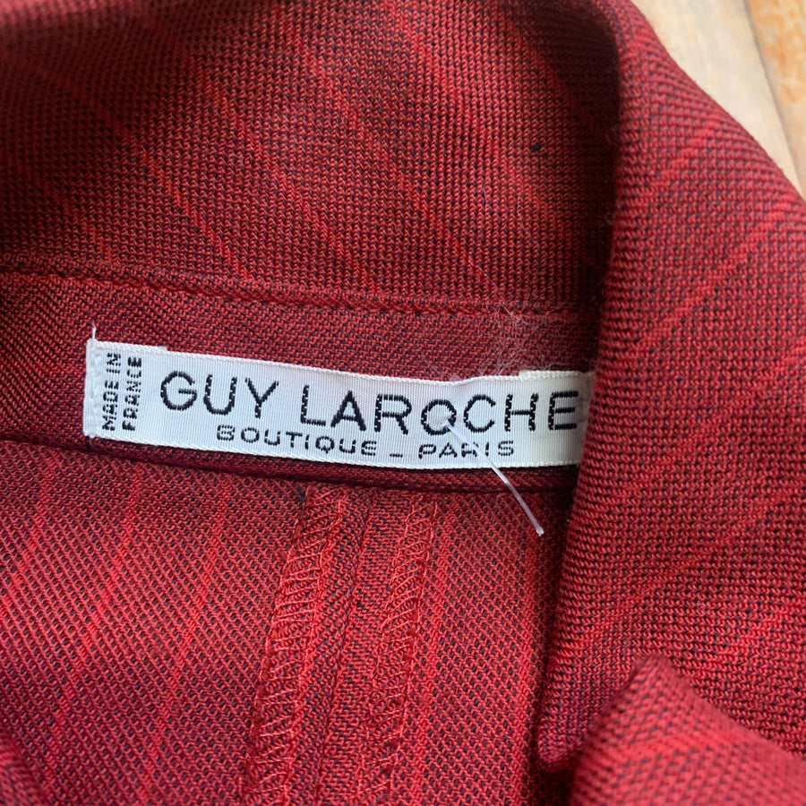 Vintage Guy Laroche Pinstripe Cranberry Red Wool Blend Top Made In France Size M Tops Public Butter 