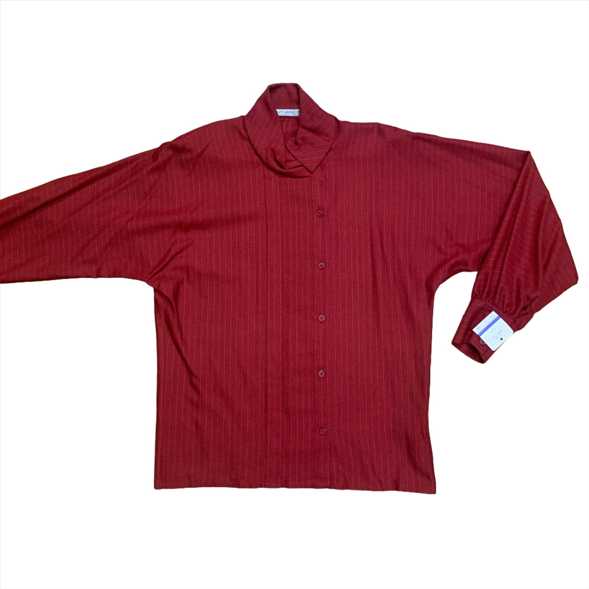 Vintage Guy Laroche Pinstripe Cranberry Red Wool Blend Top Made In France Size M Tops Public Butter