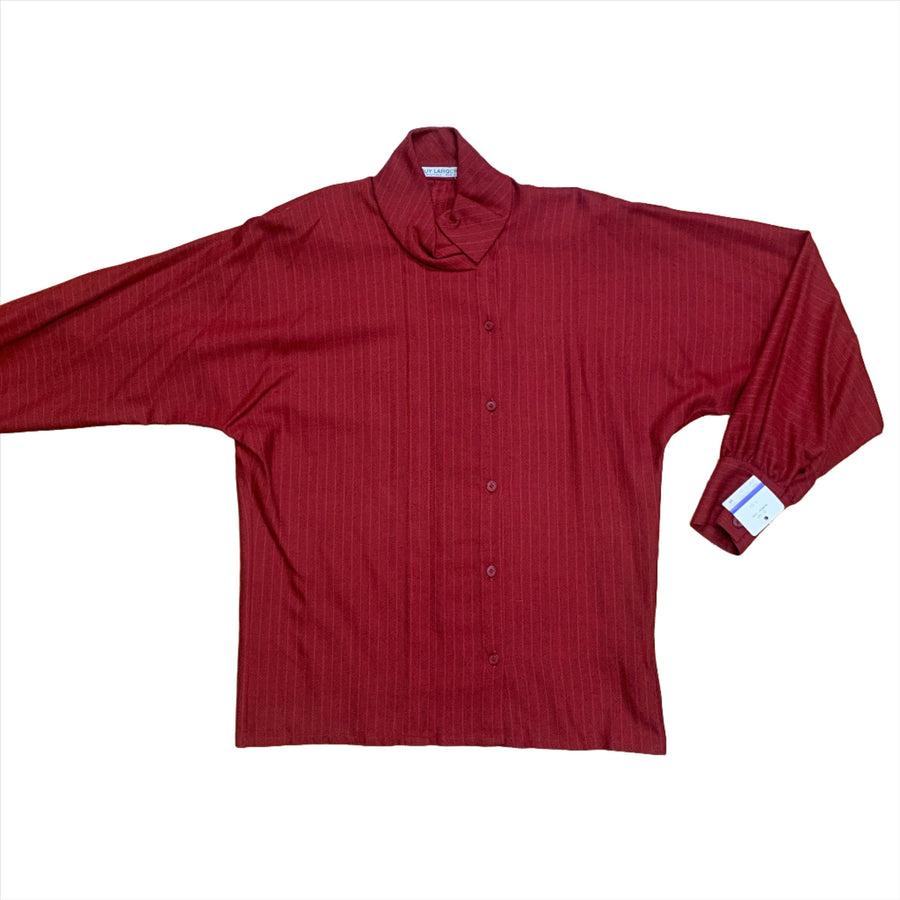Vintage Guy Laroche Pinstripe Cranberry Red Wool Blend Top Made In France Size M Tops Public Butter 