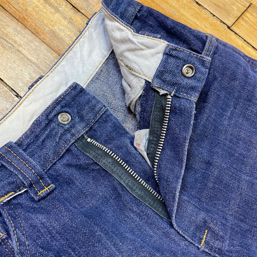 Vintage Mended Indigo Denim Boot Cut Jeans 28