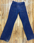 Vintage Mended Indigo Denim Boot Cut Jeans 28" Waist Bottoms Black Market Toronto