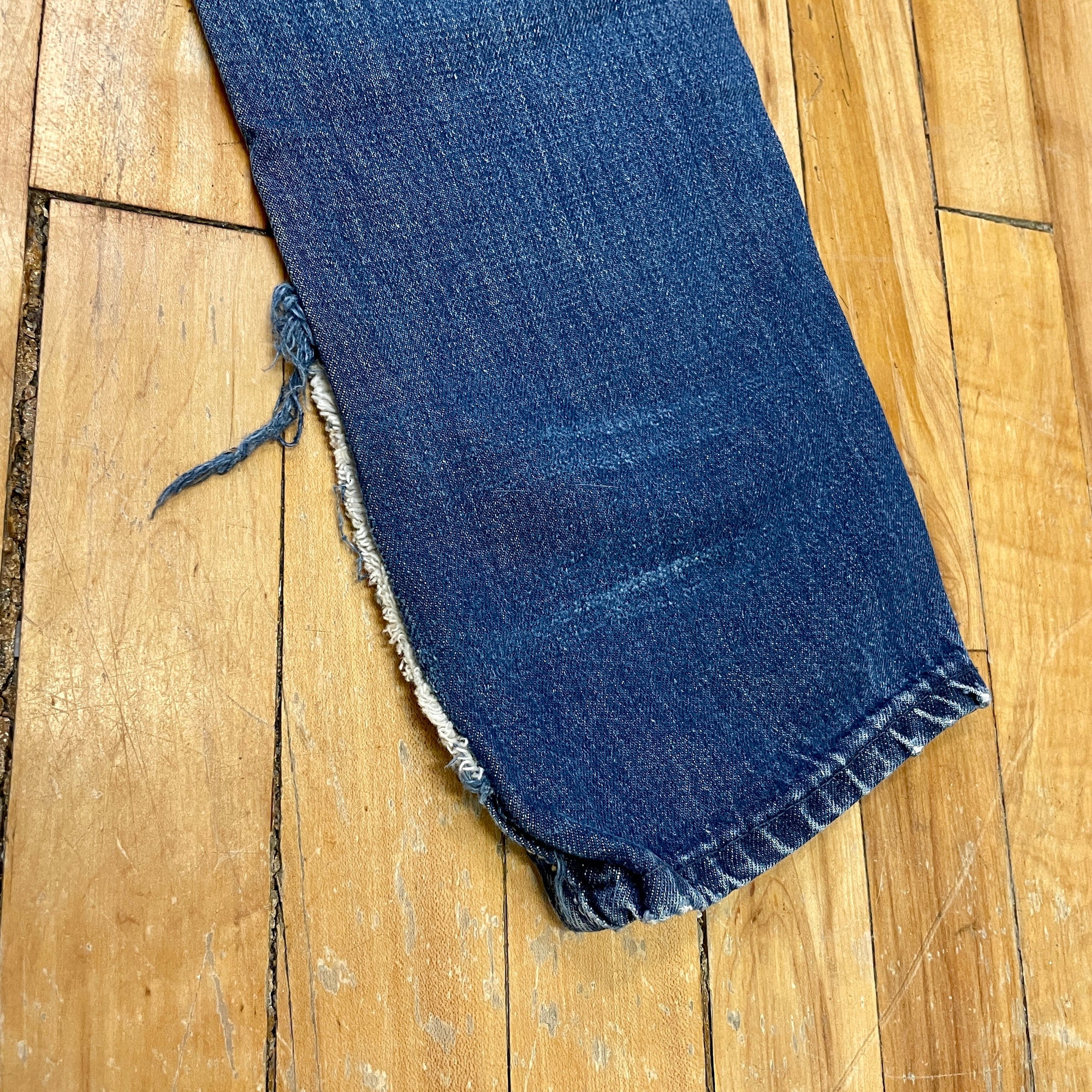 Vintage Mid-Century Patched Perfection Circle S High Waisted Ranch Selvedge Denim Jeans Petite/Youth 23" Waist Bottoms Public Butter