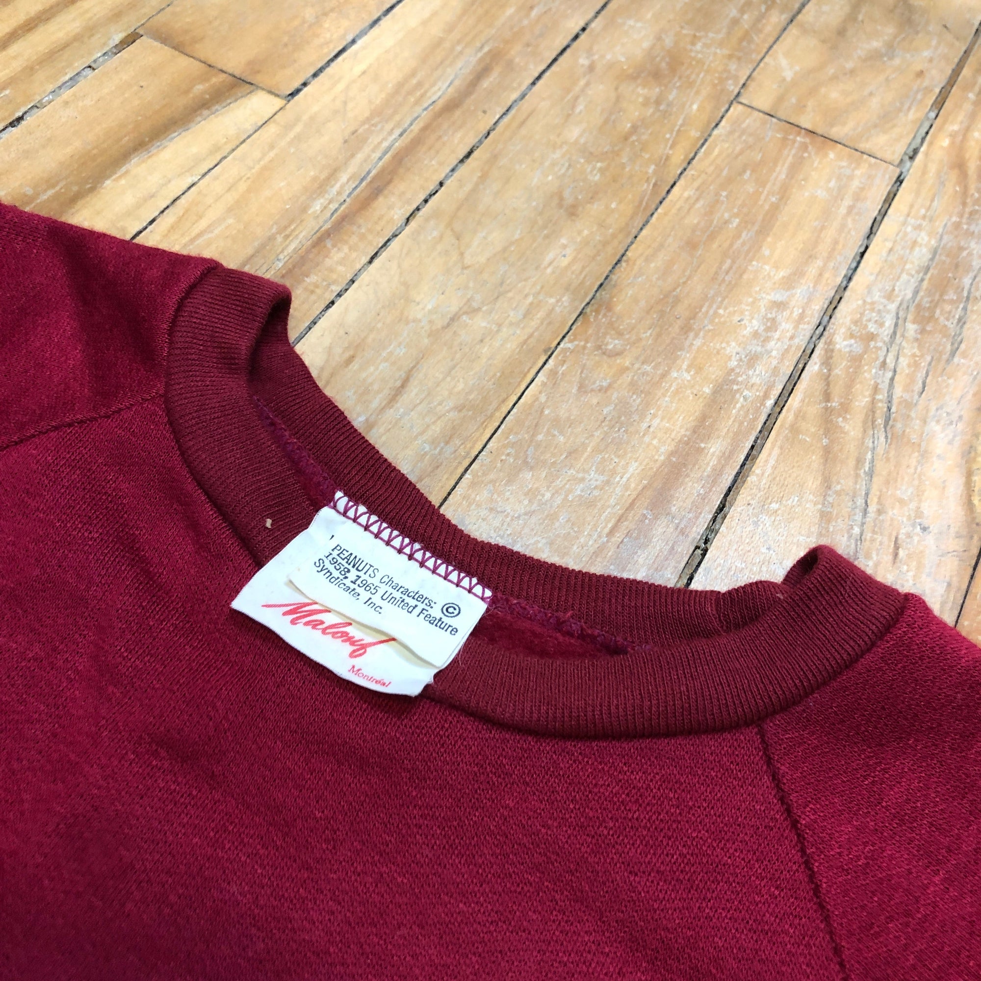 Vintage Peanuts Varsity Made In Canada Raglan Single Stitch Crewneck Size XS Crewnecks & Hoodies Black Market Toronto