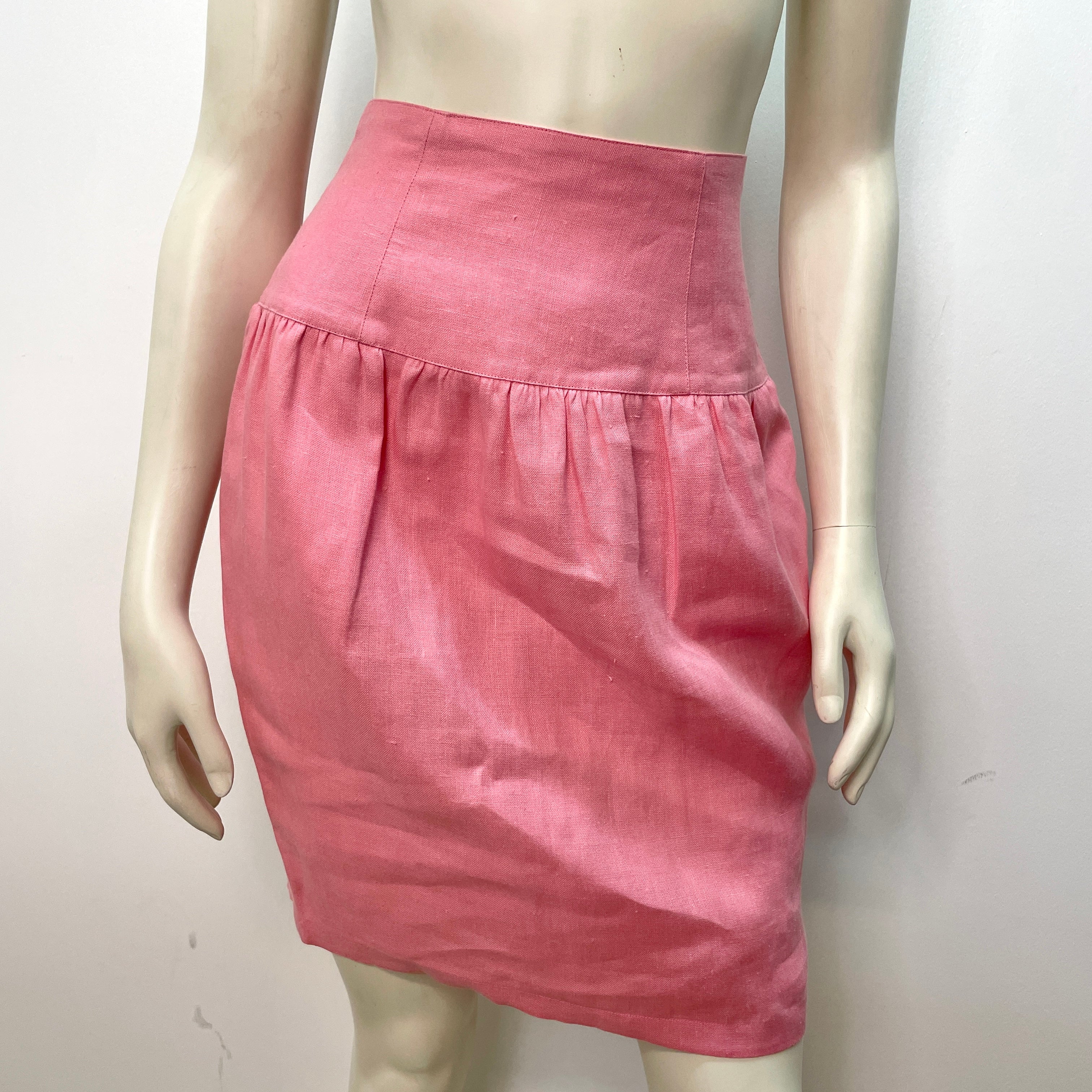 80s Lolita Lempicka Vintage Designer Bubblegum Pink Linen Suit Made in