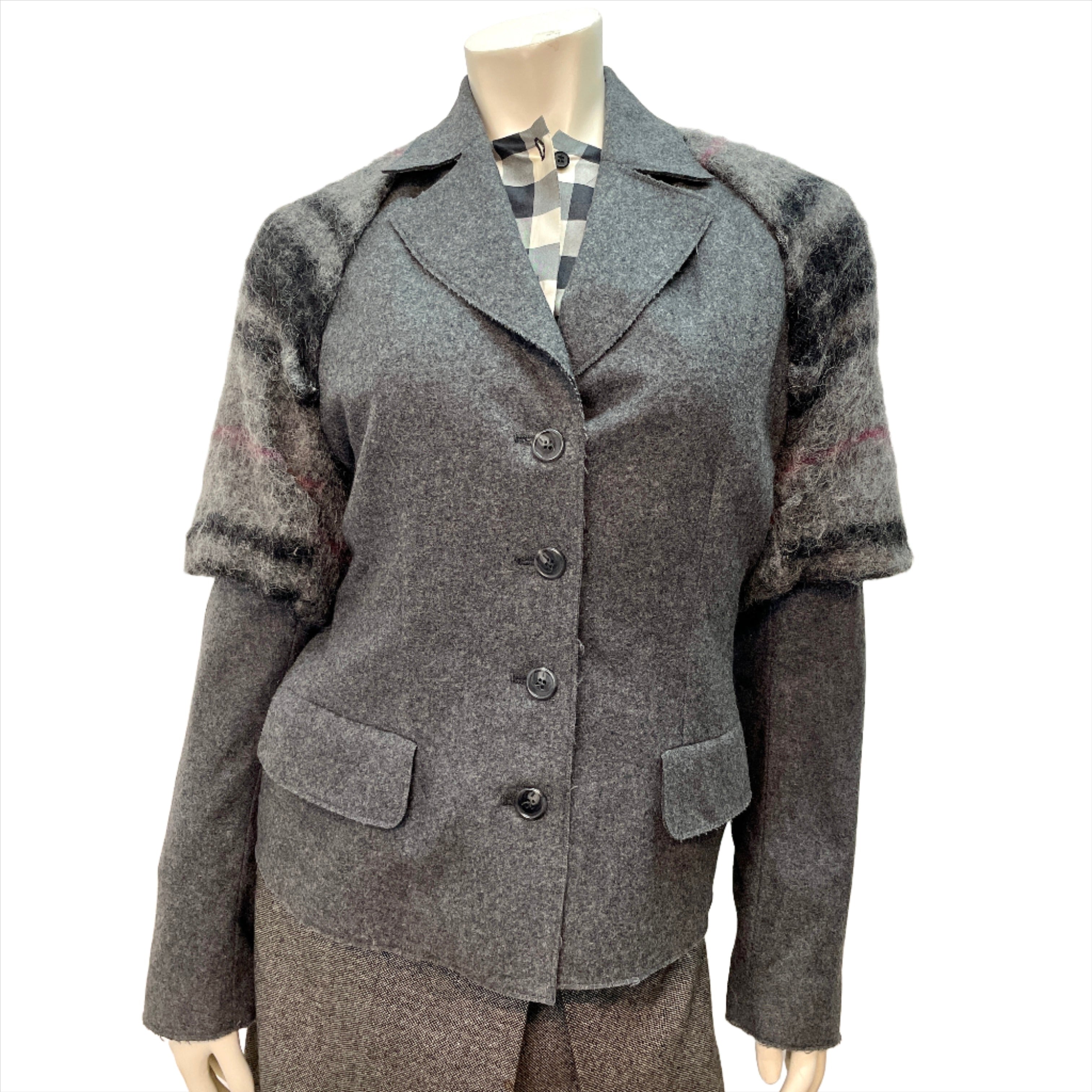PHILOSOPHY DI A FERRETTI - アルベルタフェレッティ　ツイード　ジャケット Vintage Philosophy Di Alberta Ferretti Designer Wool Blend Women's Bla