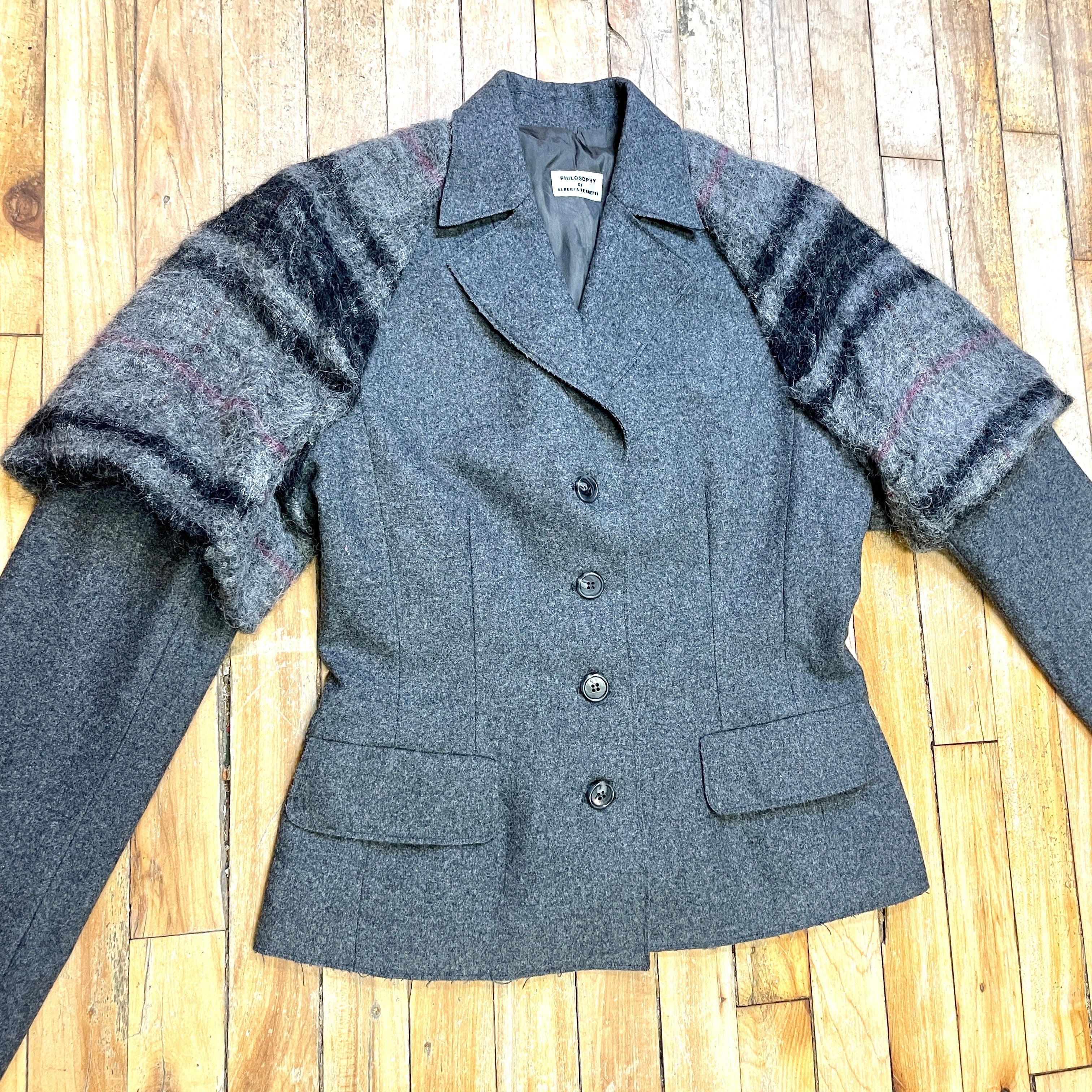 Vintage Philosophy Di Alberta Ferretti Designer Wool Blend Women's Bla