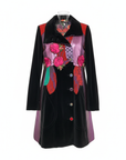 Vintage Y2K Desigual Embroidered Floral Patchwork Boho Style Velvet Coat