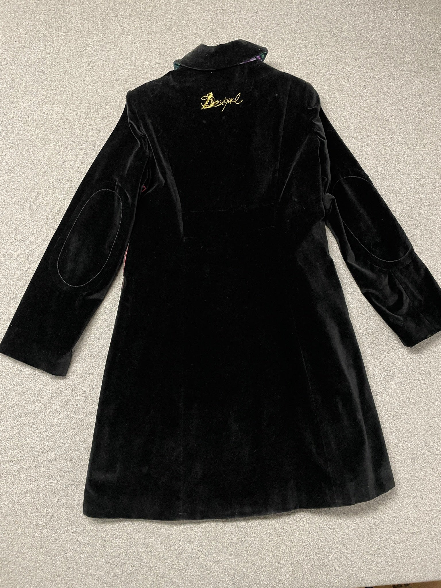 Vintage Y2K Desigual Embroidered Floral Patchwork Boho Style Velvet Coat