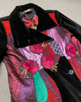 Vintage Y2K Desigual Embroidered Floral Patchwork Boho Style Velvet Coat