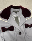 Vintage Marc Jacobs Grey Coat with Velvet Bows and Ruffle Details