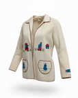 Vintage 1950s Mexican Souvenir Wool Embroidered Folk Jacket
