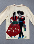 Vintage 1950s Mexican Souvenir Wool Embroidered Folk Jacket