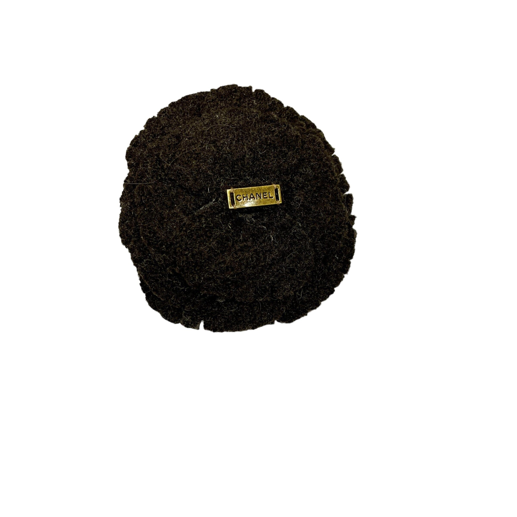 *Chanel Brown Tweed Brooch Black Market Vintage 