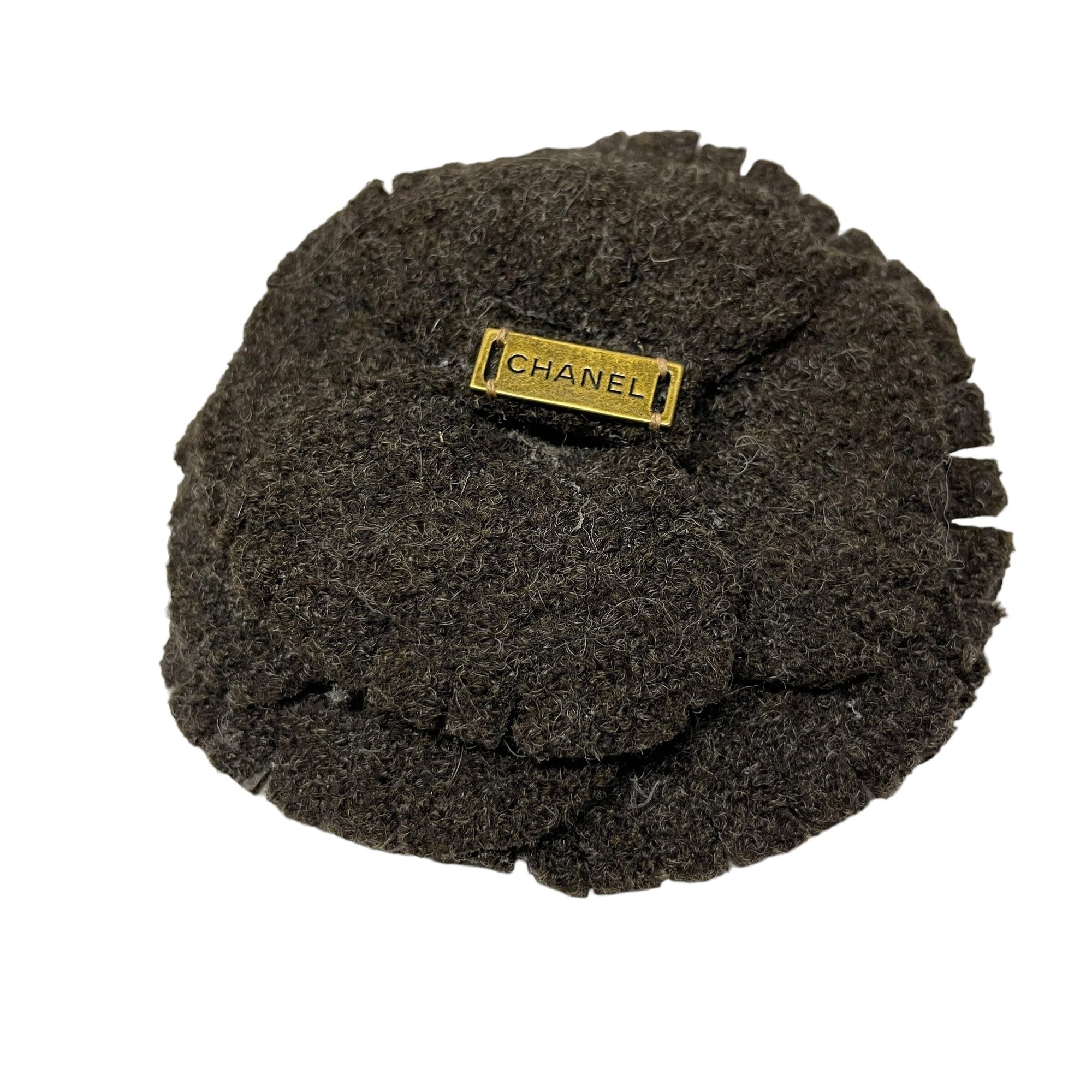 *Chanel Brown Tweed Brooch Black Market Vintage 