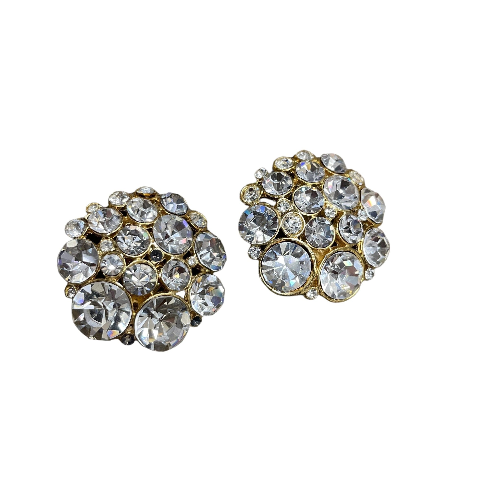 Costume Jewelry Vintage Chunky Crystal Clip-on Earrings Accessories Black Market Vintage 