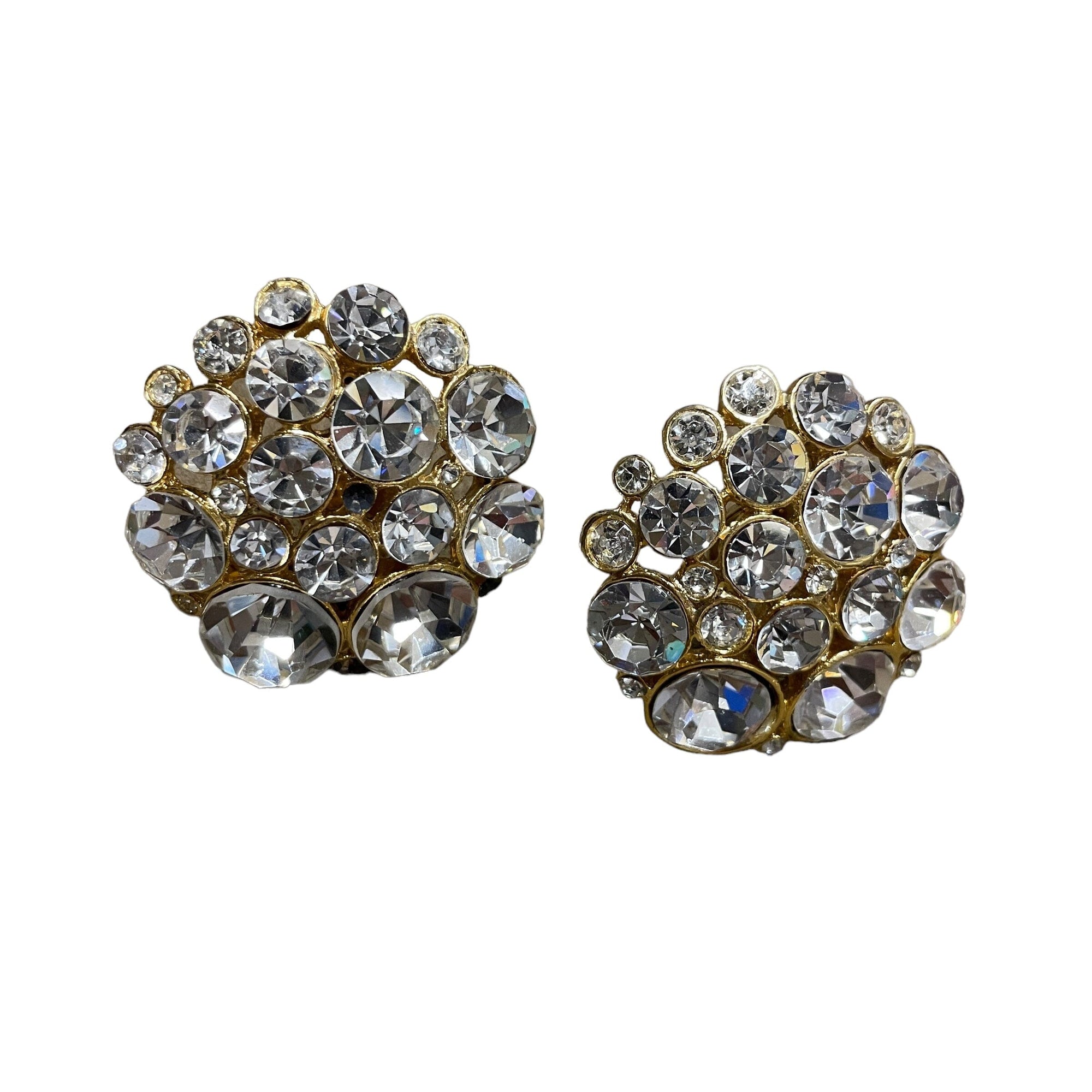 Costume Jewelry Vintage Chunky Crystal Clip-on Earrings Accessories Black Market Vintage 