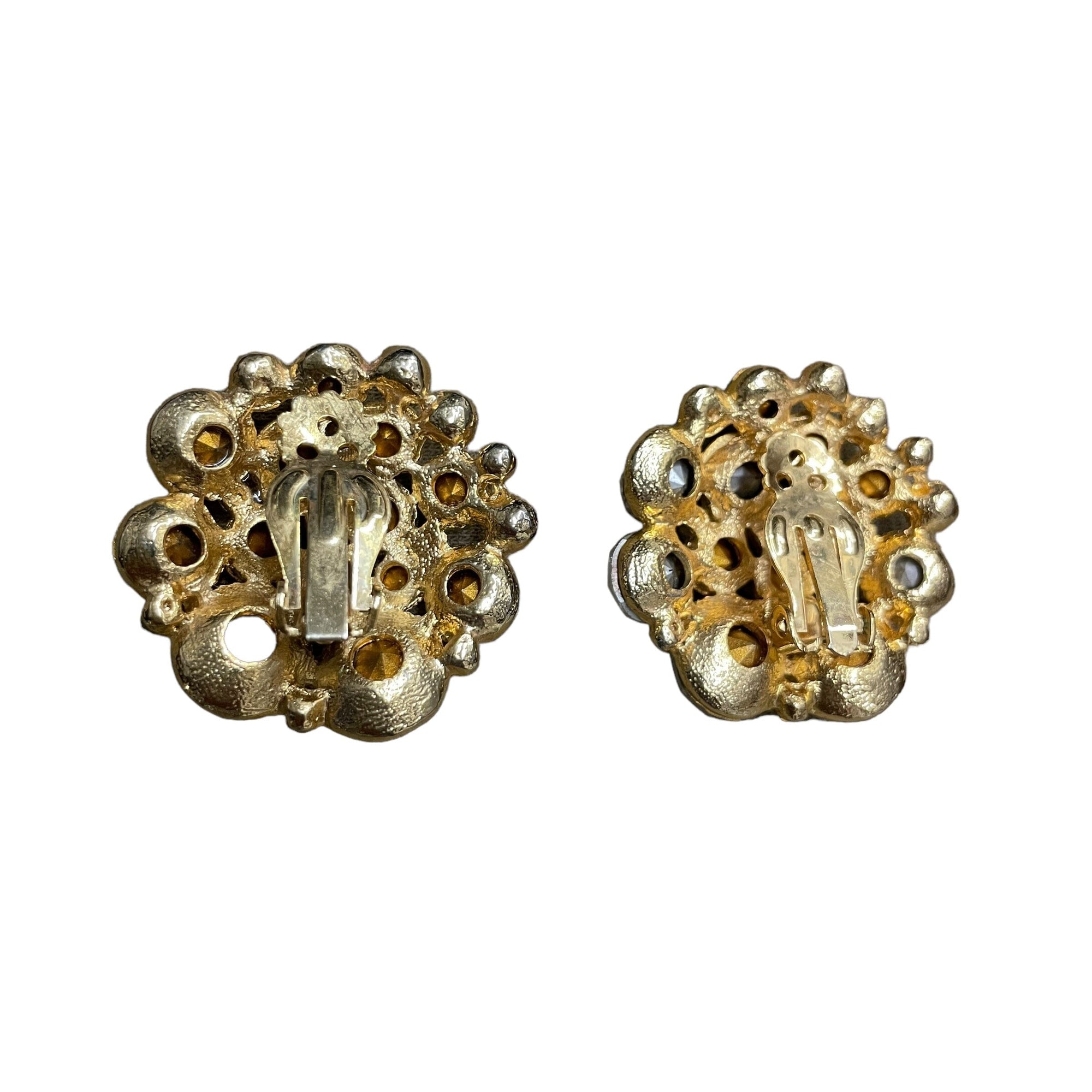 Costume Jewelry Vintage Chunky Crystal Clip-on Earrings Accessories Black Market Vintage 