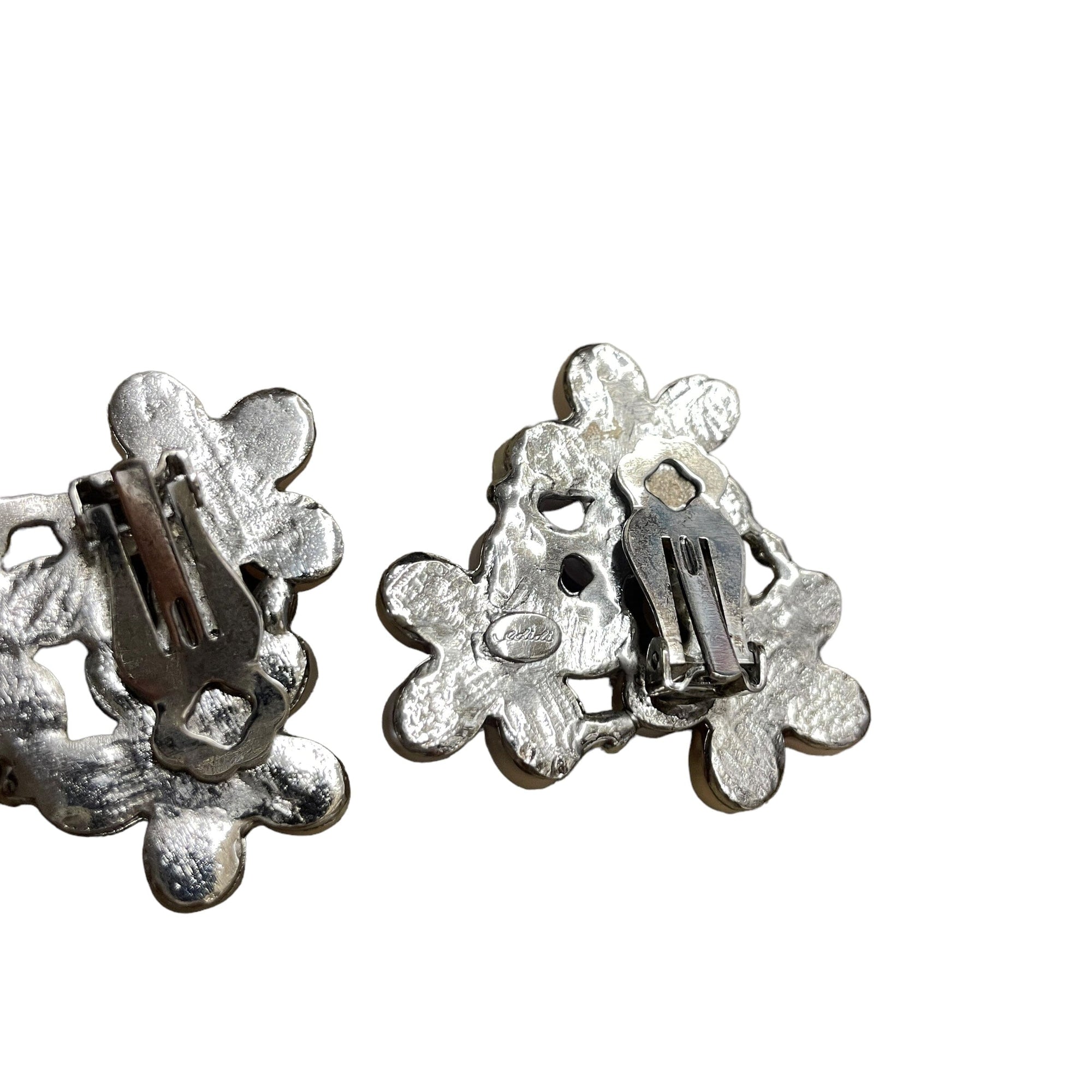 Floral Crystal & Pearl Vintage Edidi Clip-on Statement Earrings Accessories Black Market Vintage 