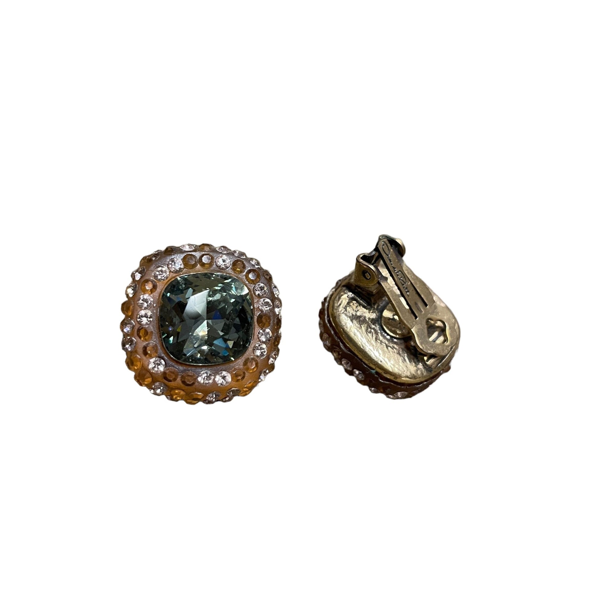 Oscar de la Renta Vintage Clip-on Crystal Earrings Made in USA Accessories Black Market Vintage 