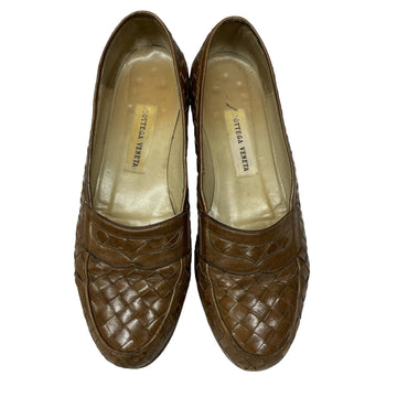 Vintage Bottega Veneta Intrecciato Weave Designer Brown Loafers Made in Italy Size 5.5 Accessories Black Market Vintage 