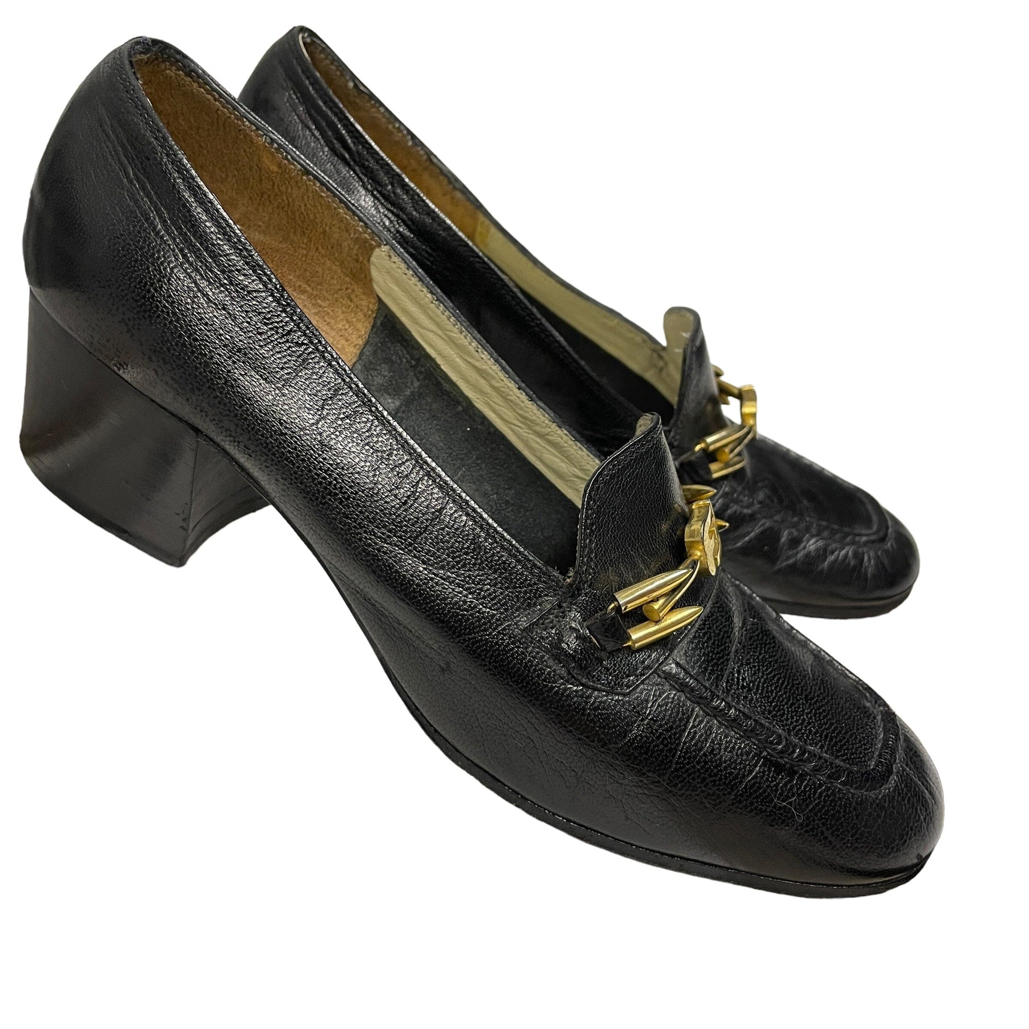 Vintage Ferragamo Leather Pumps in Black Made in Italy Size 5 Accessories Black Market Vintage 