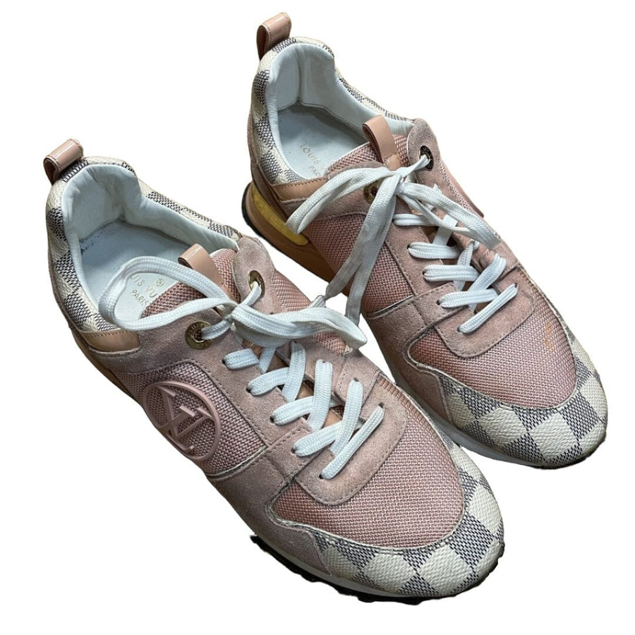 Vintage Louis Vuitton Designer Baby Pink Damier Pattern Sneakers Made in Italy Size EU 37.5