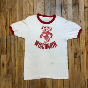 1982 University University Of Wisconsin Badgers Vintage Single Stitch Ringer T-Shirt Size Small T-Shirts Public Butter 