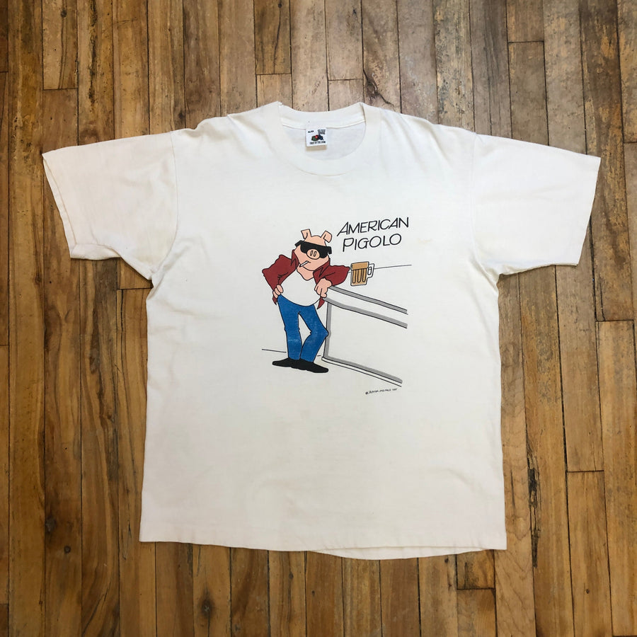 1987 American Pigolo Made In Canada Vintage Single Stitch T-Shirt Size XL T-Shirts Black Market Toronto 