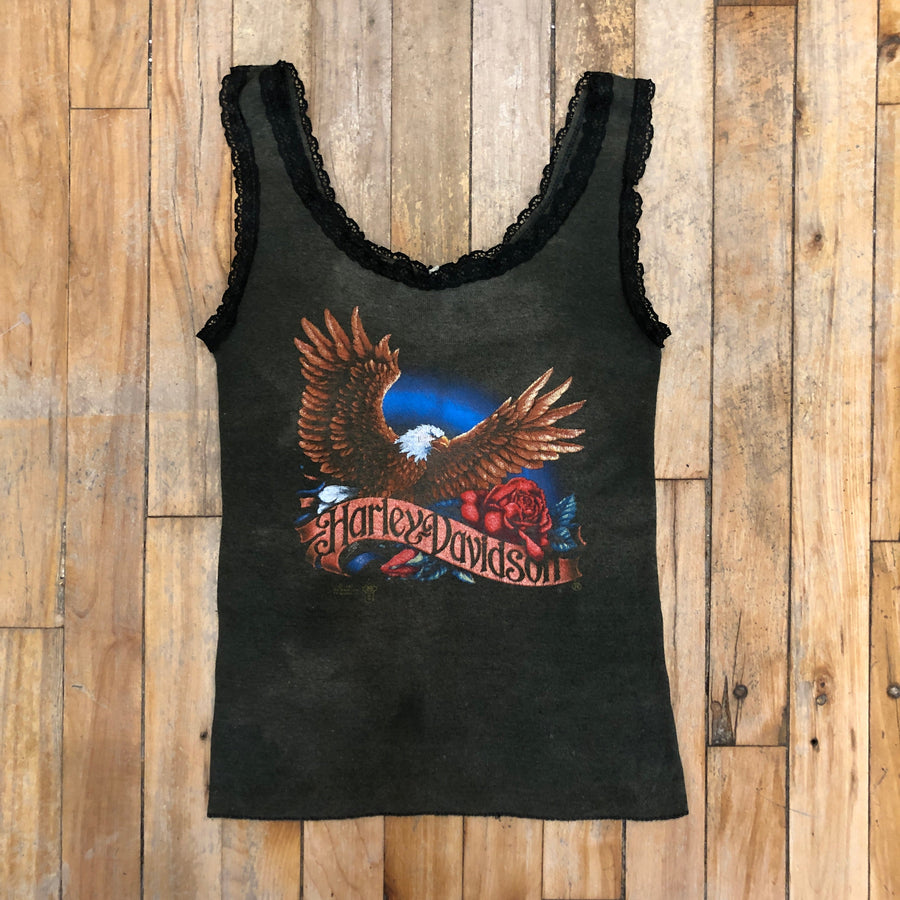 1987 Harley Davidson Made In USA Vintage Women's Tank Top Size Small Tops Public Butter 