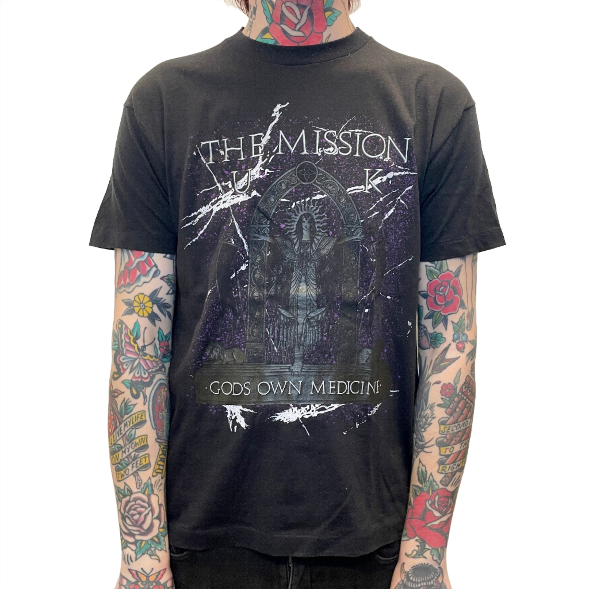 1987 The Mission U.K. "God's Own Medicine" Vintage Single Stitch Made in USA Graphic T-Shirt Size XL T-Shirts Public Butter 