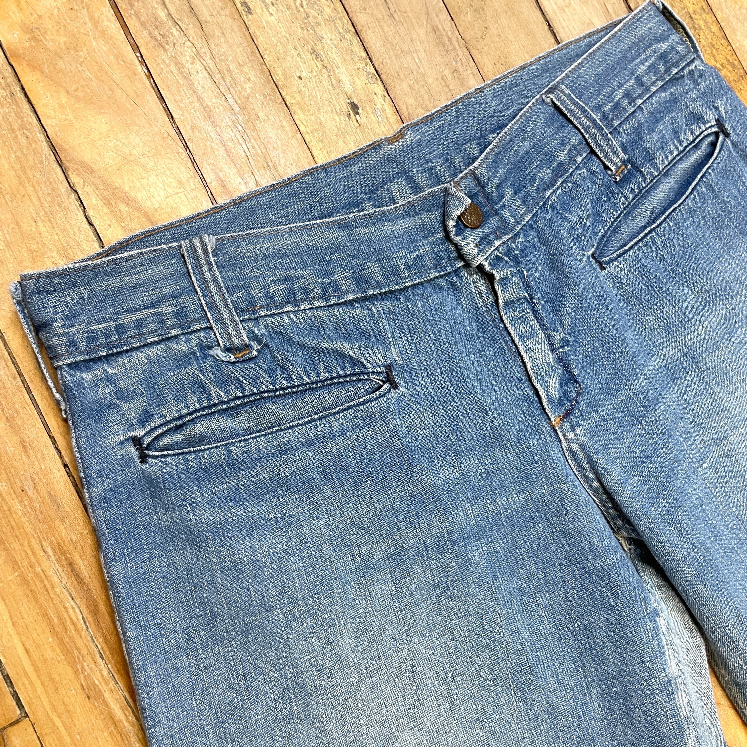 【L'Appartement/ Retrove】BLEACH DENIM SK 60s Bleach Bum Vintage Denim Low Rise Bellbottoms with Talon