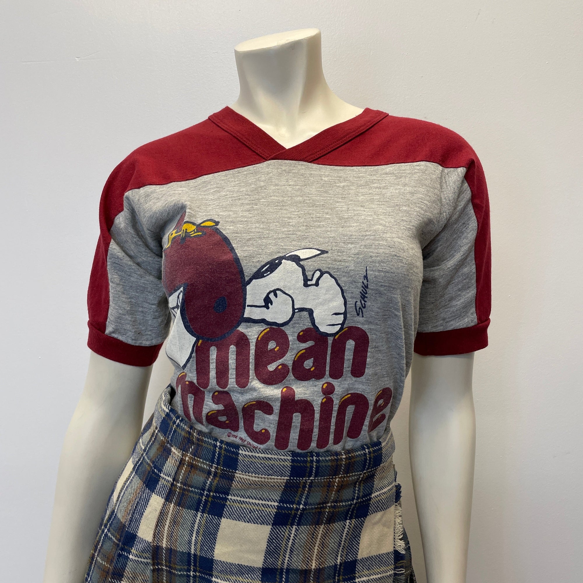 60s Snoopy & Woodstock Made In USA "Mean Machine" Football Single Stitch T-Shirt Size Small T-Shirts Public Butter 