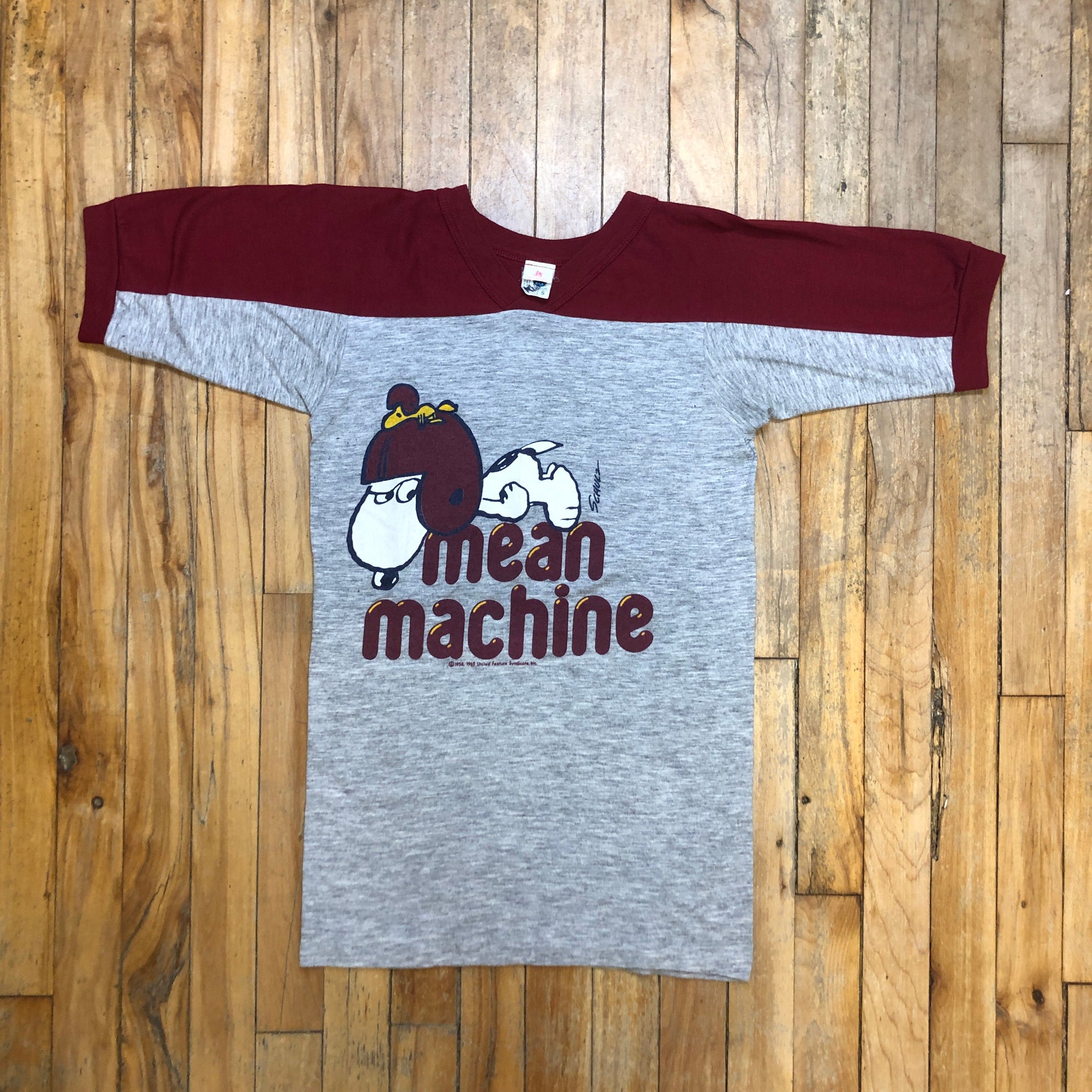 60s Snoopy & Woodstock Made In USA "Mean Machine" Football Single Stitch T-Shirt Size Small T-Shirts Public Butter 