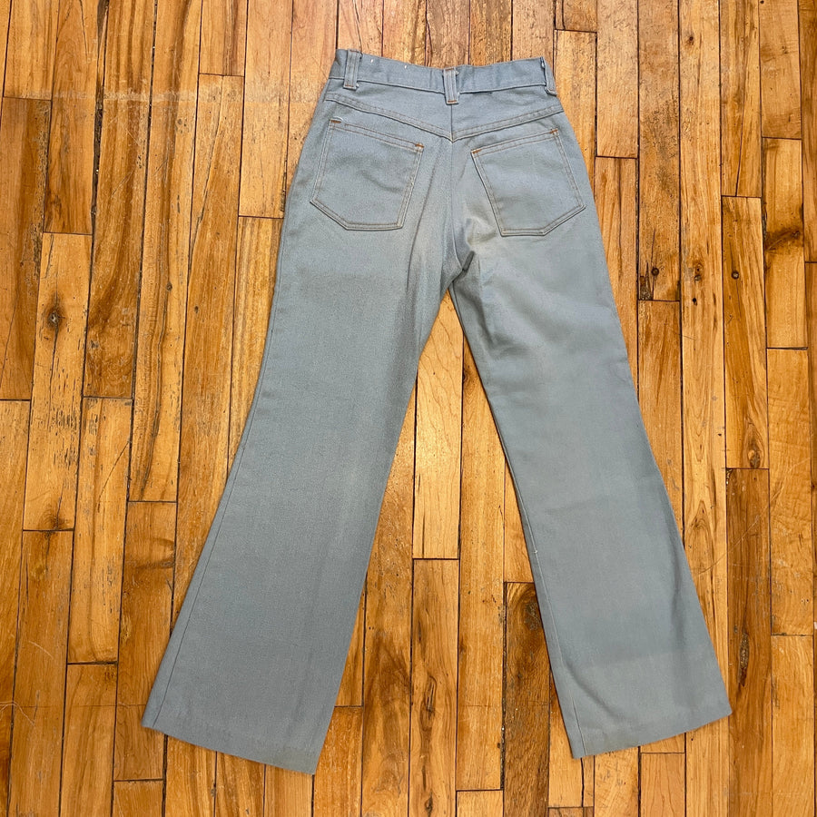 70s Baby Blue Vintage Cotton Twill Trousers with Talon Zipper Made in USA 24