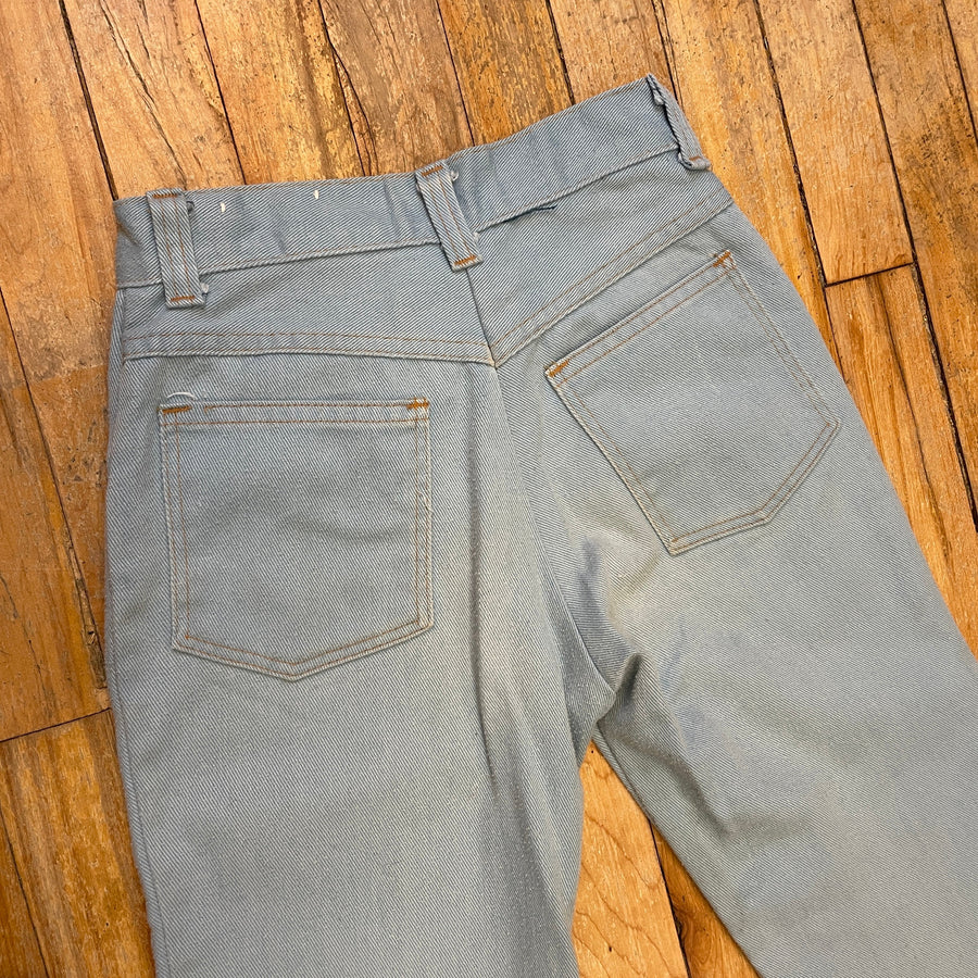 70s Baby Blue Vintage Cotton Twill Trousers with Talon Zipper Made in USA 24