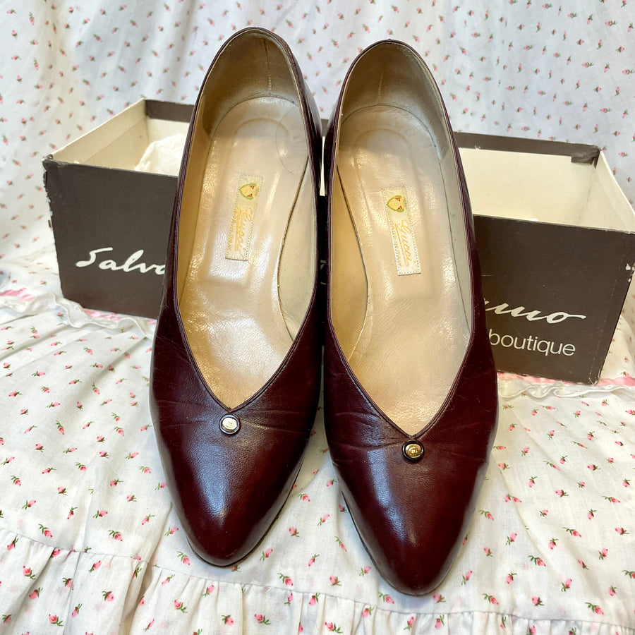 70s Gucci Designer Oxblood Made in Italy Leather Vintage Pumps Size EU 35.5 Accessories Public Butter 
