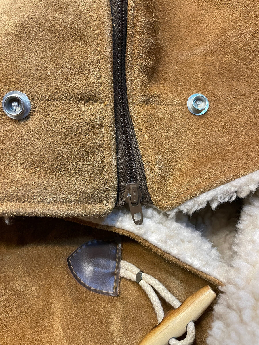 70s Schott Suede & Shearling Vintage Toggle Coat Tops Public Butter 