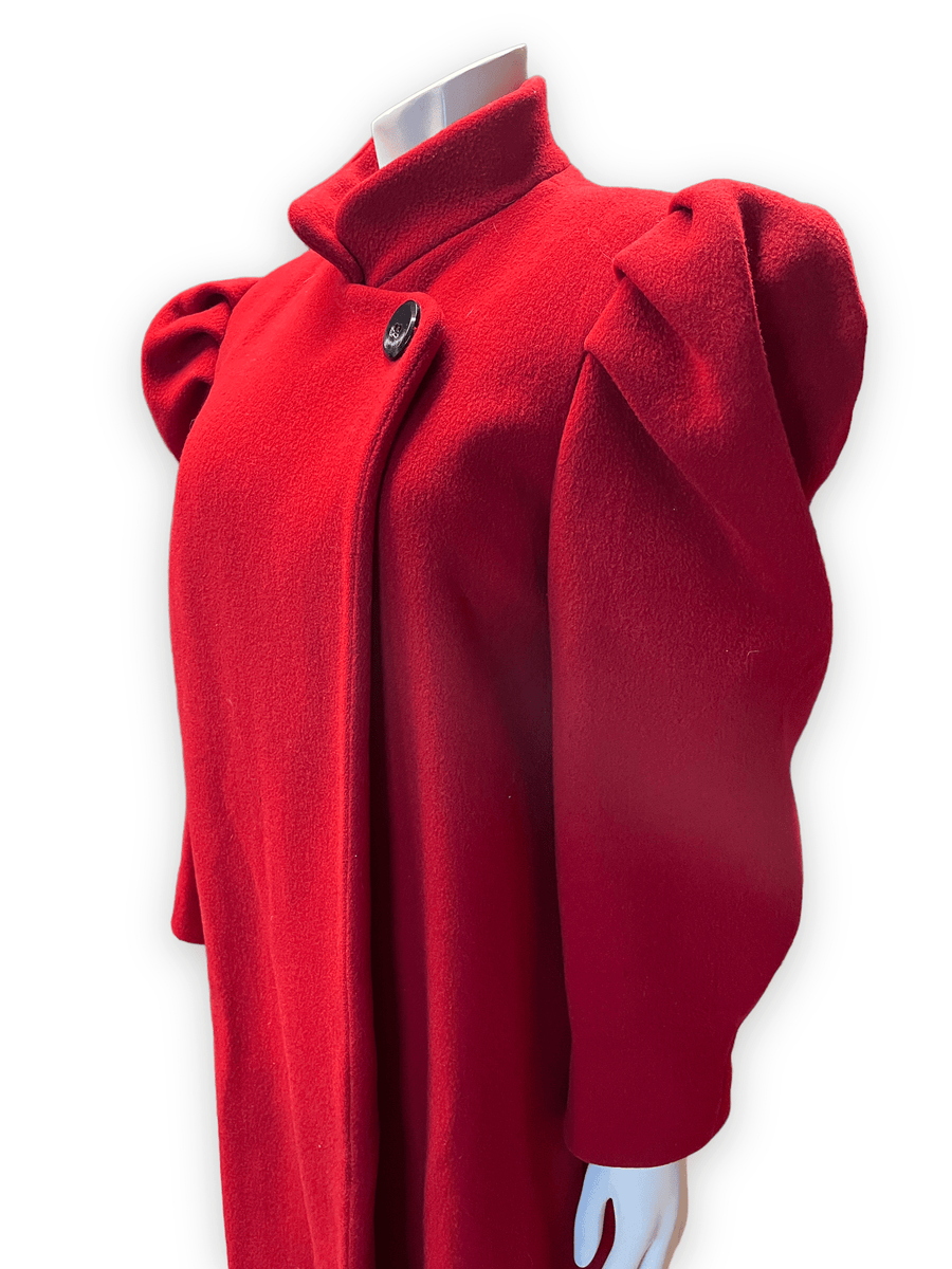 80s Diane von Furstenberg Vintage Red Wool Coat Union Made in USA