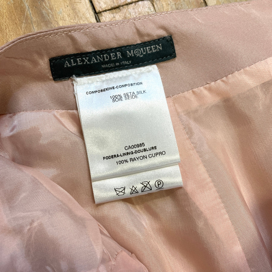 Alexander McQueen Vintage Designer Blush Pink Silk Skirt Made in Italy Size 29