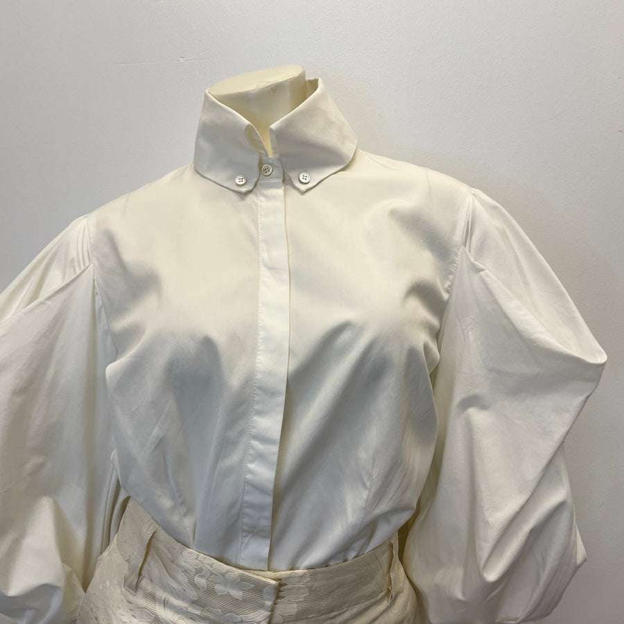 @Alexander McQueen Vintage Designer Puffy Sleeve Tuxedo Shirt Size Tops Public Butter 